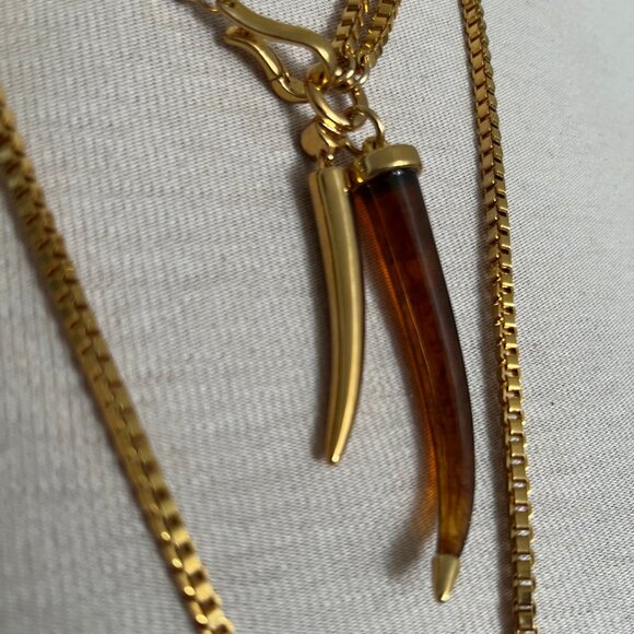 Vince Camuto Horn Necklaces And Earrings Tortoiseshell and Gold - Picture 5 of 8